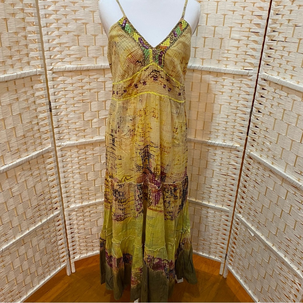 Elegant Multi Color Maxi Dress by Chaudry KC.  Size M with adjustable straps.